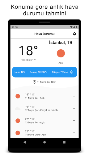 Android application Hava Durumu: Haftalık ve Anlık screenshort