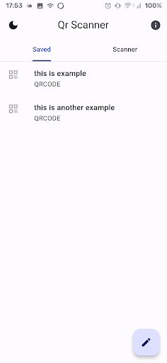 Android application Qr Codebar scanner screenshort