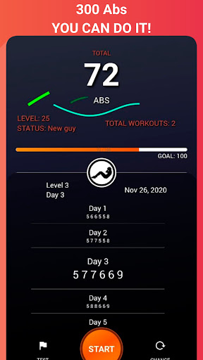 Screenshot of 300 Abs workout plan