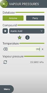 Vapour Pressures Screenshot
