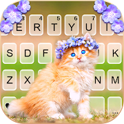 Floral Cute Cat Keyboard Background