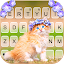 Floral Cute Cat Keyboard Backg