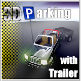 3D Car with Trailer Parking icon