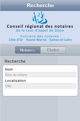 Android application Annuaire notaire Dijon screenshort