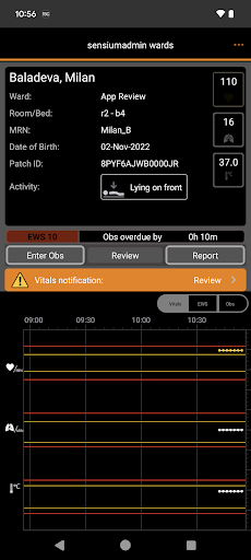 Sensium Live App Screen 3