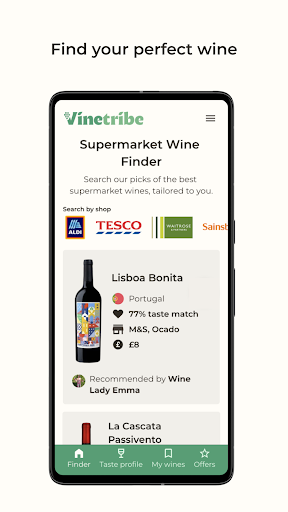 Android application Vinetribe Wine Finder screenshort