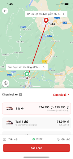Android application WayMinh - Đặt xe riêng,xe taxi screenshort