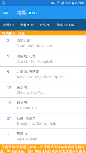 Android application HK New Property Data (lite ver screenshort