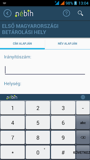 NÉBIH Adatbázisok modul Screen 3