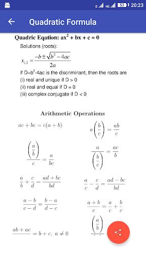 Maths Algebra formulas Screen 2