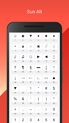 Android application Sun Alt Codes screenshort