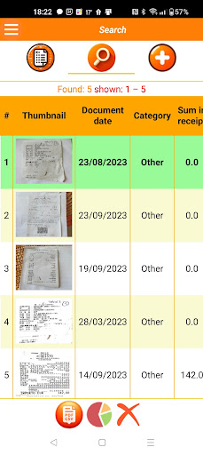 Android application ReceiptArchive: receipts screenshort