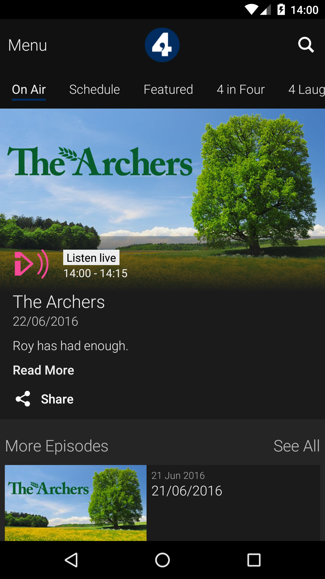 Android application BBC iPlayer Radio screenshort