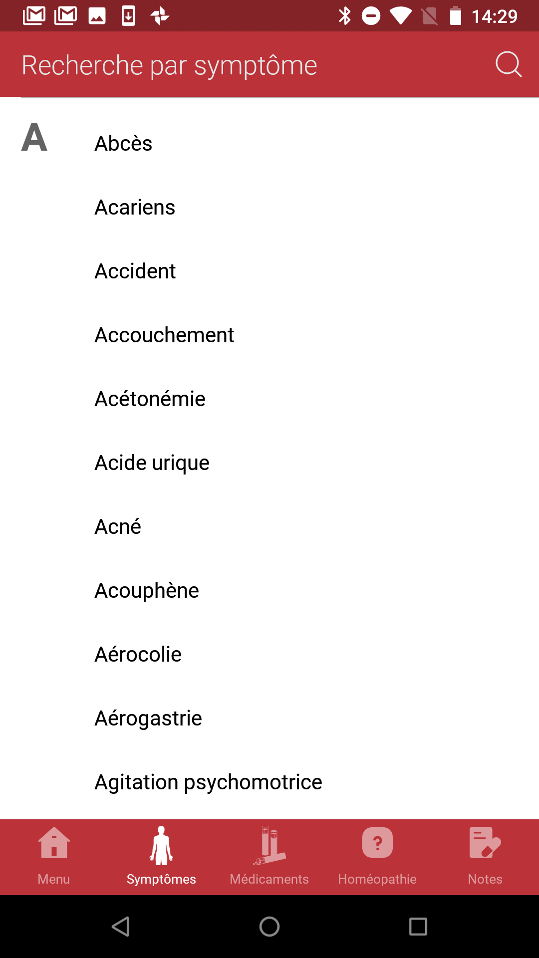Android application L'Homéopathie de A à Z au quotidien screenshort