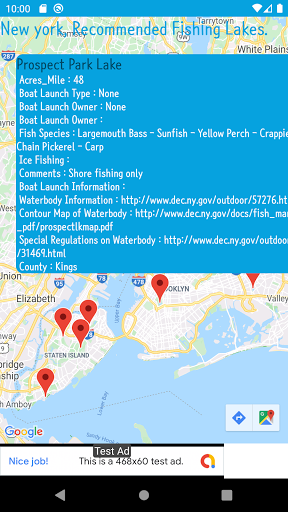 Fishing Lakes location NYC Screen 2