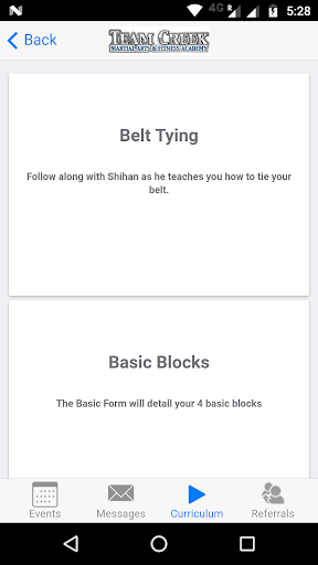 Team Creek Martial Arts Screen 2