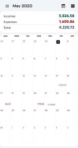 Android application CLK Budget Manager - Incomes a screenshort