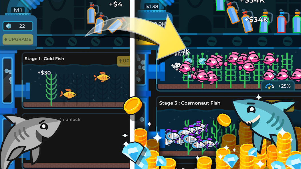 Idle Fish Aquarium 1.7.9 APK + Мод (Unlimited money) за Android