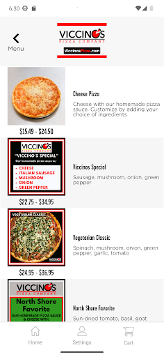 Screenshot of Viccino’s Pizza