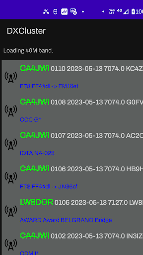 DXClusterView Screen 3