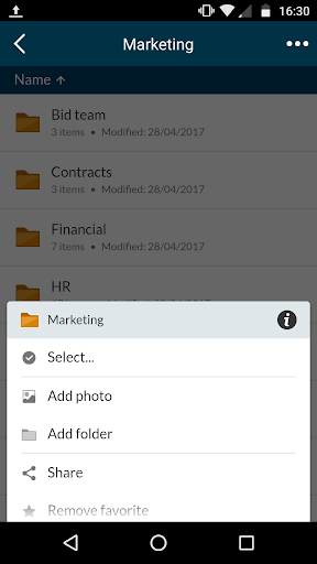 Screenshot of Content Management Mobile