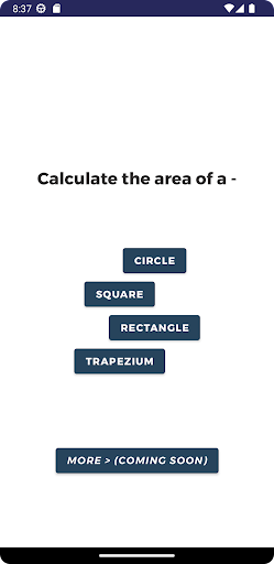 Android application Calculate Area screenshort