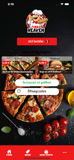 Android application Pizza Heaven screenshort