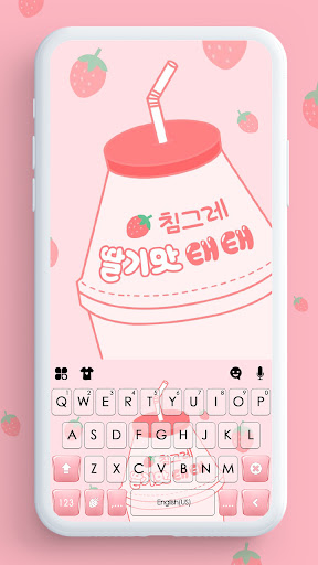 Android application Cute Pink Strawberry Theme screenshort