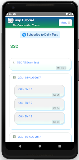 SSC Test Series Screen 2