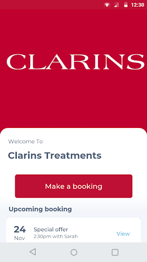 Android application Clarins Treatments screenshort