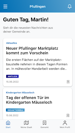 Android application Pfullingen screenshort