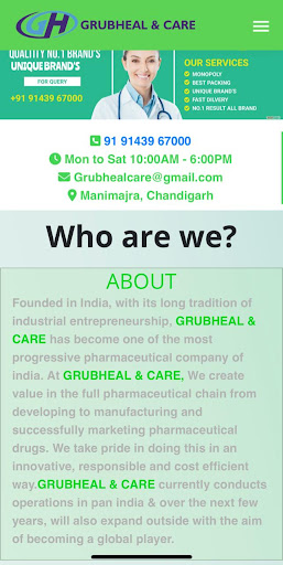 Android application Grubheal & Care screenshort