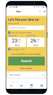 Flights Hotels Car rental Screenshot