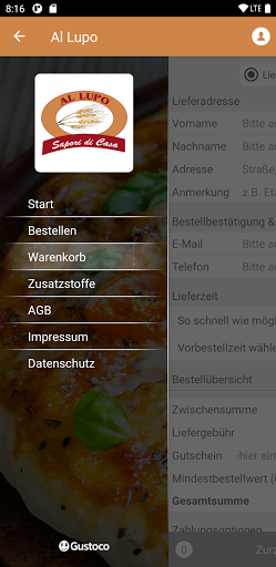 Android application Al Lupo screenshort