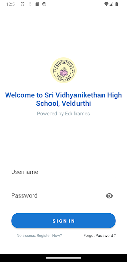 Android application Sri Vidhyanikethan High School screenshort