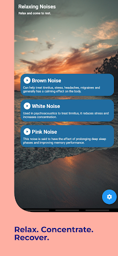 Android application Brown, White and Pink Noise screenshort