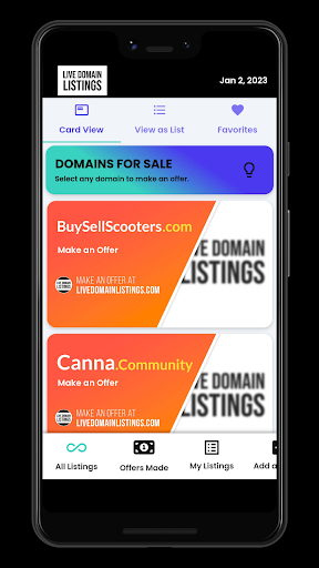 Android application Live Domain Listings screenshort