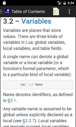 Android application Lua 5.3 Language Reference screenshort
