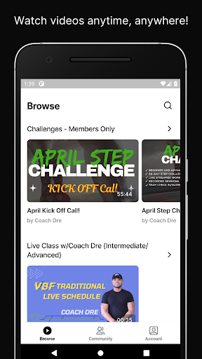 Android application VBF by Coach Dre screenshort