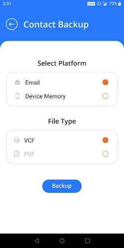 Contacts Backup Restore Screen 3