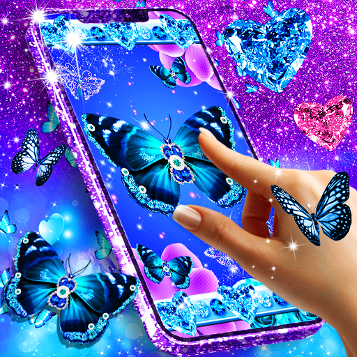 Blue glitz butterfly wallpaper  Icon