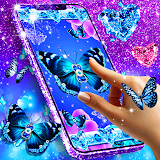 Blue glitz butterfly wallpaper icon