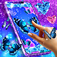 Blue glitter butterflies live wallpaper