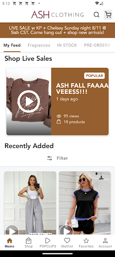 Screenshot of Ash Clothing