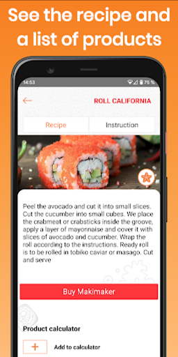 Sushi recipes and calculator Screen 2