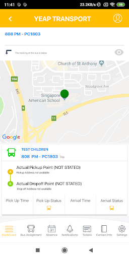 Yeap Transport Parent App Screen 2