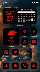Wow Red Black Theme, Icon Pack