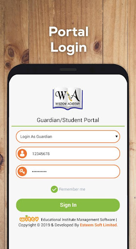 Android application Wisdom Academy Portal screenshort