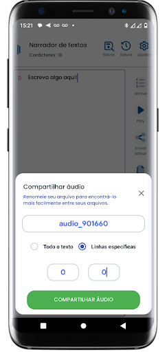 Narrador - Texto para Áudio Screen 2