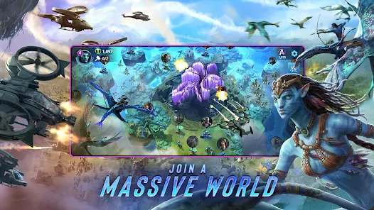 Tham gia Avatar: Pandora Rising™ và bạn sẽ bị cuốn vào một thế giới tuyệt đẹp, nơi bạn có cơ hội hóa thân thành người Na\'vi, khám phá tài nguyên và chiến đấu để bảo vệ hành tinh. Với kiến trúc và cốt truyện đặc sắc, trò chơi này sẽ nhanh chóng thu hút sự chú ý của bạn.